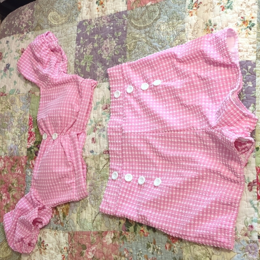 Pinky Pinups Gingham Crop Swimsuit Set With Shorts